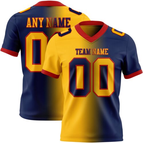 Gradient0369 Custom Navy Gold-Red Authentic Gradient Fashion Football Jersey