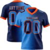 Custom Navy Powder Blue-Orange Authentic Gradient Fashion Football Jersey