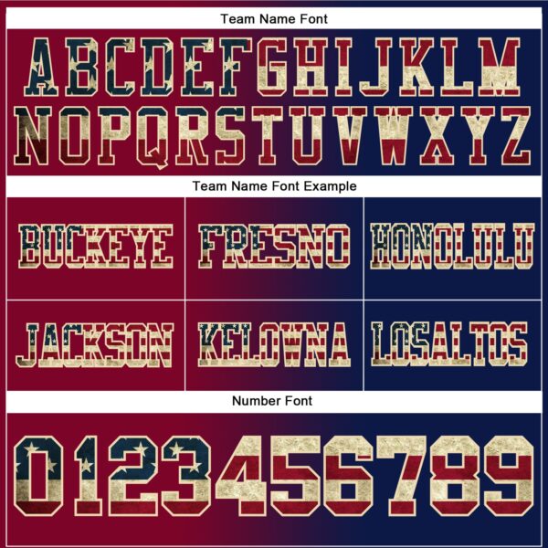 Custom Navy Vintage USA Flag Maroon-Cream Authentic Gradient Fashion Football Jersey