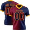 Custom Navy Maroon-Gold Authentic Gradient Fashion Football Jersey