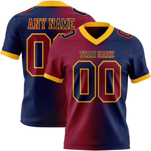 Gradient0372 Custom Navy Maroon-Gold Authentic Gradient Fashion Football Jersey