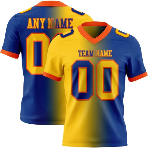 Custom Royal Yellow-Orange Authentic Gradient Fashion Football Jersey
