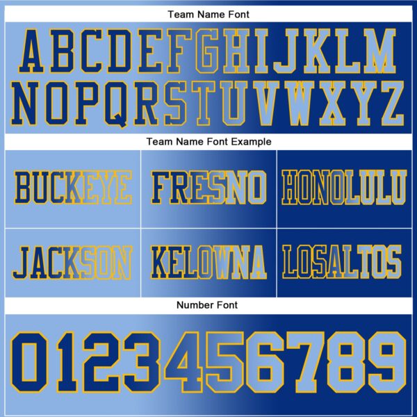 Custom Royal Light Blue-Gold Authentic Gradient Fashion Football Jersey