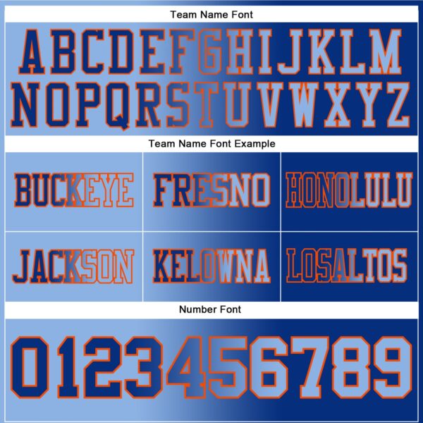 Custom Royal Light Blue-Orange Authentic Gradient Fashion Football Jersey