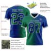 Custom Royal Kelly Green-Gray Authentic Gradient Fashion Football Jersey