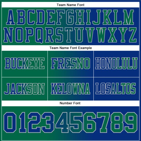 Custom Royal Kelly Green-Gray Authentic Gradient Fashion Football Jersey
