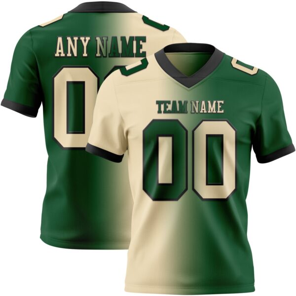 Custom Green Cream-Black Authentic Gradient Fashion Football Jersey