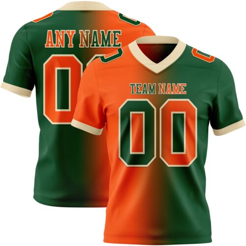 Gradient0395 Custom Green Orange-Cream Authentic Gradient Fashion Football Jersey
