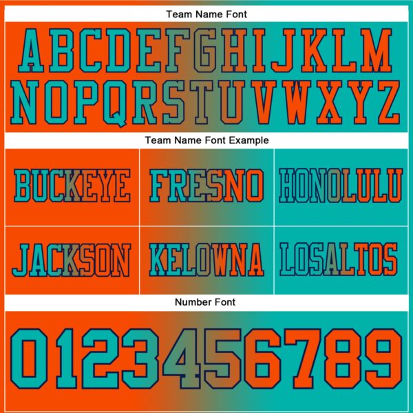 Custom Aqua Orange-Navy Authentic Gradient Fashion Football Jersey