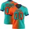 Gradient0403 Custom Aqua Orange-Navy Authentic Gradient Fashion Football Jersey