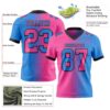 Custom Powder Blue Pink-Black Authentic Gradient Fashion Football Jersey