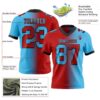 Custom Sky Blue Red-Black Authentic Gradient Fashion Football Jersey