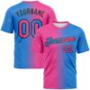 Custom Powder Blue Pink-Black Gradient Fashion Performance T-Shirt