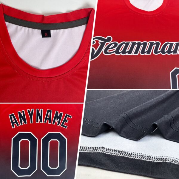 Custom Powder Blue Pink-Black Gradient Fashion Performance T-Shirt