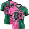 Custom Kelly Green Pink-Black Authentic Gradient Fashion Scratch Football Jersey