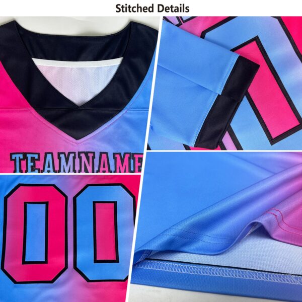 Custom Kelly Green Pink-Black Authentic Gradient Fashion Scratch Football Jersey