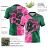 Custom Kelly Green Pink-Black Authentic Gradient Fashion Scratch Football Jersey