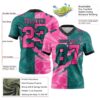Custom Teal Pink-Black Authentic Gradient Fashion Scratch Football Jersey