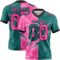 Gradient0687 Custom Teal Pink-Black Authentic Gradient Fashion Scratch Football Jersey