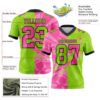 Custom Neon Green Pink-Black Authentic Gradient Fashion Scratch Football Jersey