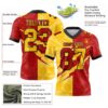 Custom Red Yellow-Black Authentic Gradient Fashion Scratch Football Jersey