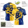 Custom Royal Yellow-Black Authentic Gradient Fashion Scratch Football Jersey