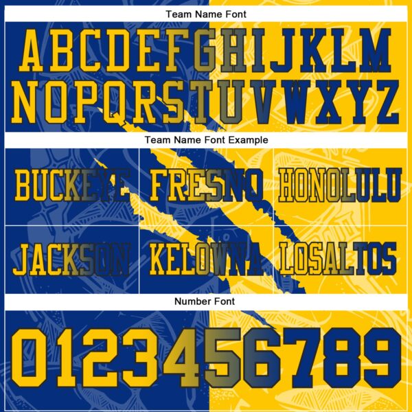 Custom Royal Yellow-Black Authentic Gradient Fashion Scratch Football Jersey