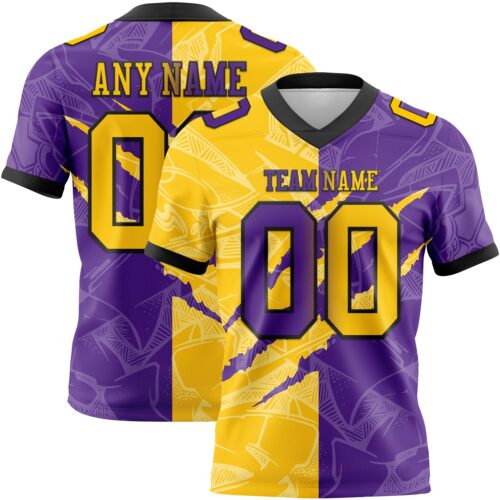 Gradient0696 Custom Purple Yellow-Black Authentic Gradient Fashion Scratch Football Jersey