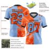 Custom Light Blue Orange-Black Authentic Gradient Fashion Scratch Football Jersey