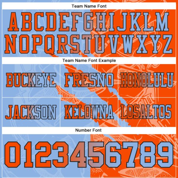 Custom Light Blue Orange-Black Authentic Gradient Fashion Scratch Football Jersey