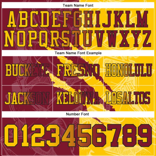 Custom Crimson Yellow-Black Authentic Gradient Fashion Scratch Football Jersey