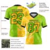 Custom Neon Green Yellow-Black Authentic Gradient Fashion Scratch Football Jersey