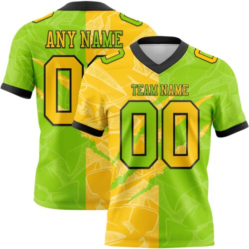 Gradient0702 Custom Neon Green Yellow-Black Authentic Gradient Fashion Scratch Football Jersey