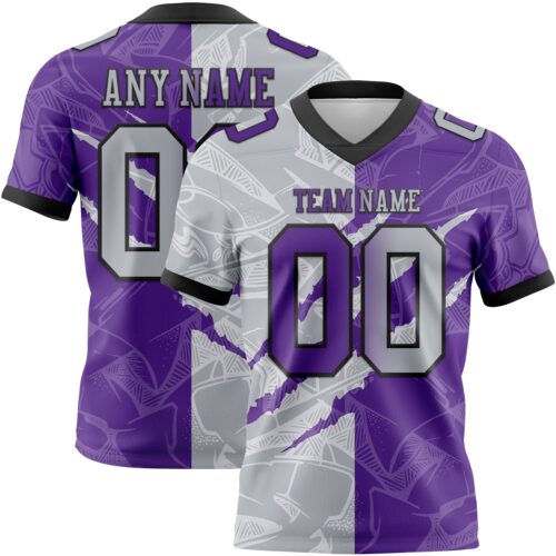 Gradient0705 Custom Purple Gray-Black Authentic Gradient Fashion Scratch Football Jersey