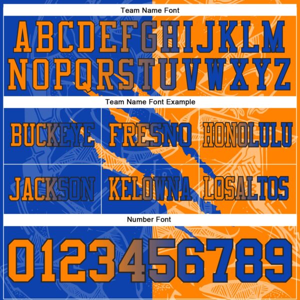 Custom Thunder Blue Bay Orange-Black Authentic Gradient Fashion Scratch Football Jersey