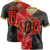 Custom Black Red-Old Gold Authentic Gradient Fashion Scratch Football Jersey