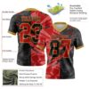 Custom Black Red-Old Gold Authentic Gradient Fashion Scratch Football Jersey
