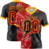 Custom Black Red-Gold Authentic Gradient Fashion Scratch Football Jersey