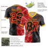 Custom Black Red-Gold Authentic Gradient Fashion Scratch Football Jersey