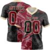 Custom Black Crimson-Cream Authentic Gradient Fashion Scratch Football Jersey