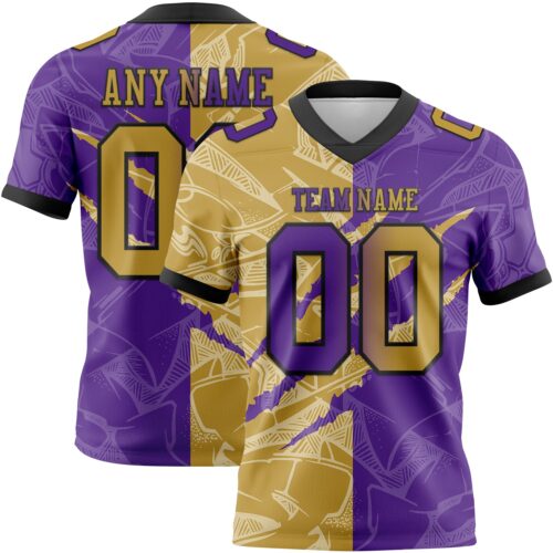 Gradient0716 Custom Purple Old Gold-Black Authentic Gradient Fashion Scratch Football Jersey