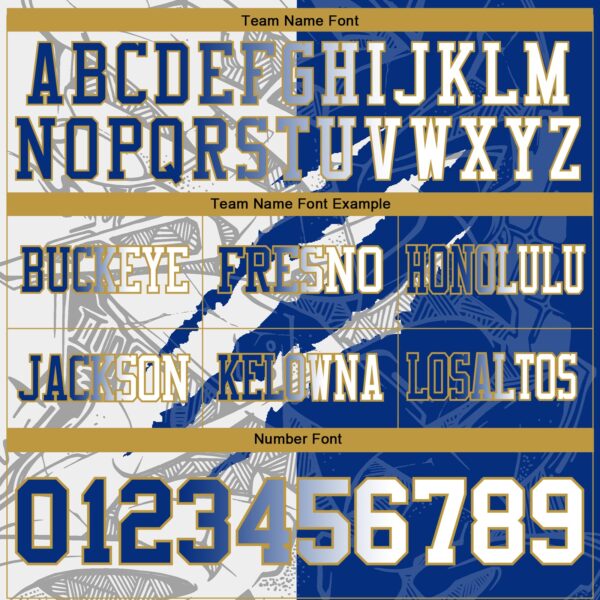 Custom Royal White-Old Gold Authentic Gradient Fashion Scratch Football Jersey