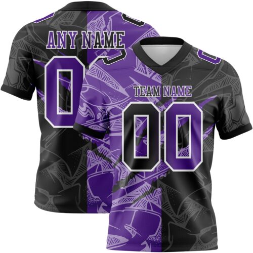 Gradient0721 Custom Black Purple-White Authentic Gradient Fashion Scratch Football Jersey