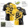 Custom Black Yellow-White Authentic Gradient Fashion Scratch Football Jersey