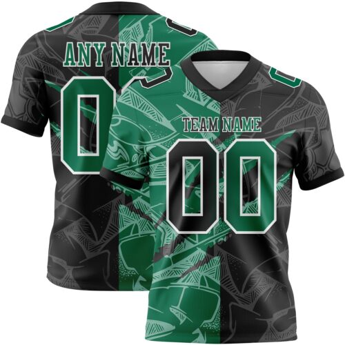 Gradient0723 Custom Black Kelly Green-White Authentic Gradient Fashion Scratch Football Jersey