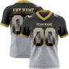 Custom Black Gray-Old Gold Authentic Gradient Square Shape Flag Football Jersey