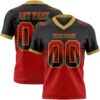 Custom Black Red-Old Gold Authentic Gradient Square Shape Flag Football Jersey