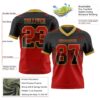 Custom Black Red-Old Gold Authentic Gradient Square Shape Flag Football Jersey