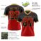 Gradient0729-2 Custom Black Red-Old Gold Authentic Gradient Square Shape Flag Football Jersey