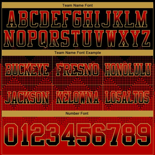 Custom Black Red-Old Gold Authentic Gradient Square Shape Flag Football Jersey